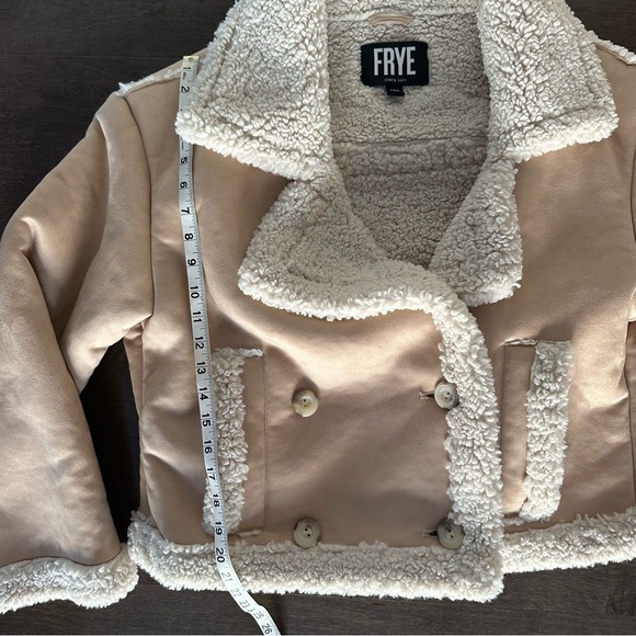 Frye Faux Shearling Jacket Plush Double Breasted Button Large - Picture 5 of 11